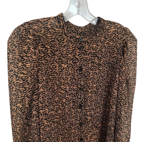 Ted Baker Sheer Blouse Ammbre Button Down Brown Black 2 US 10 Excellent - Picture 3 of 7